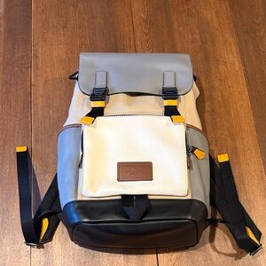 Coach Track Backpack Colorblock Leather QB/Chalk Light Gravel RARE (EUC) (C4019)